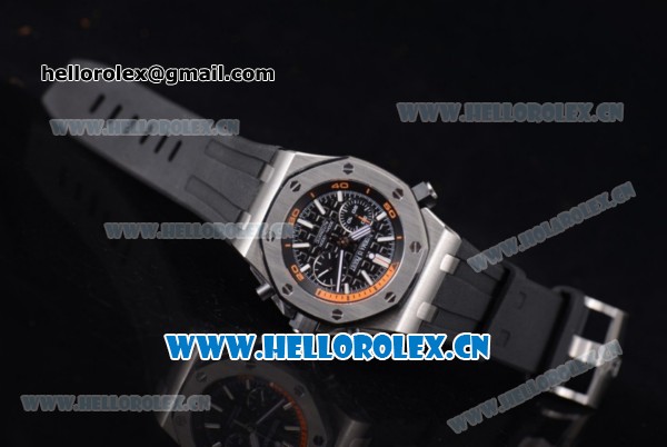 Audemars Piguet Royal Oak Offshore Diver Swiss Valjoux 7750 Automatic Steel Case with Black Dial Black Rubber Strap and Stick/Arabic Numeral Markers (EF) - Click Image to Close